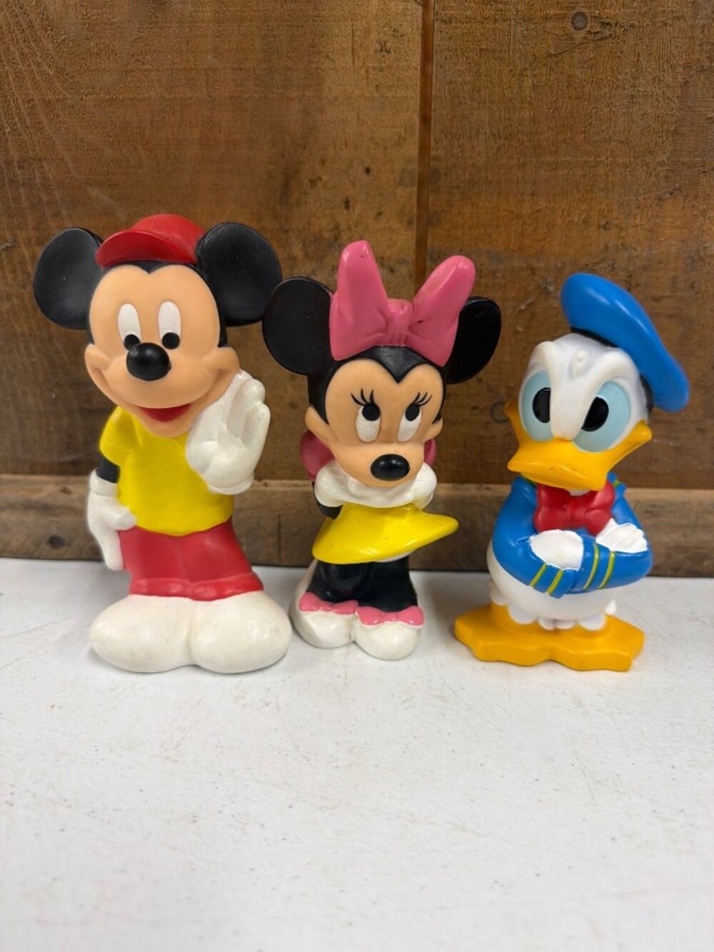 Vintage Playskool Baby Disney Mickey Minnie Donald Rubber Toys Set 1980s